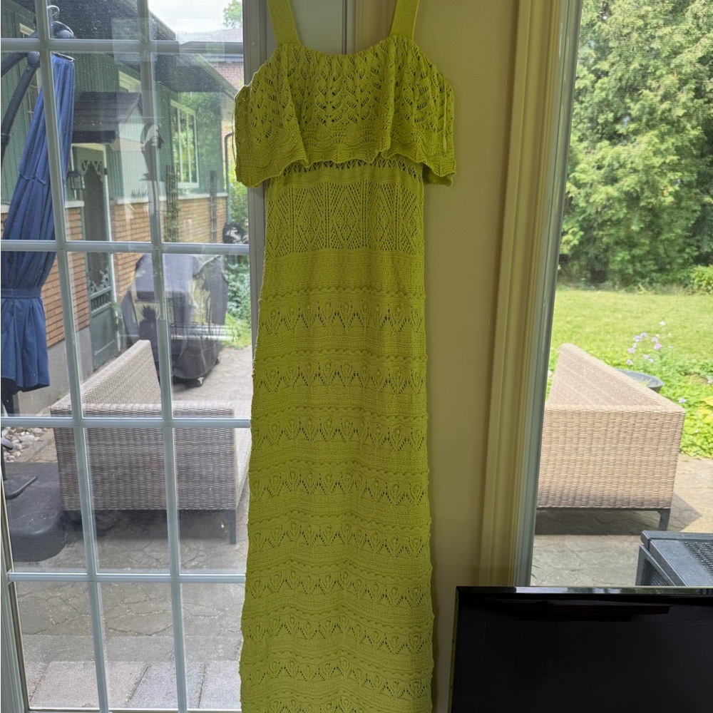 Zara Vibrant Green Crochet Maxi Dress